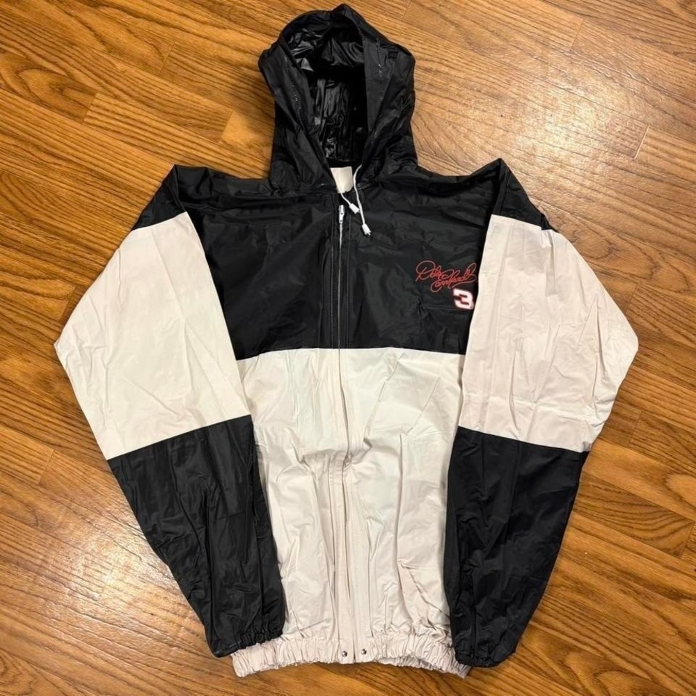 Dale Earnhardt black and white windbreaker jacket